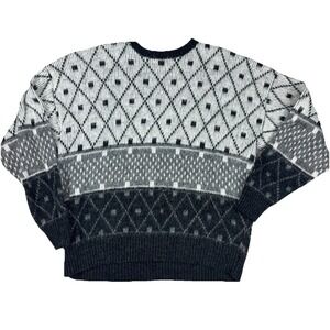VTG‎ London Fog Sweater XL USA Made Geometric Knit Pullover 80s 90s Coogi Style